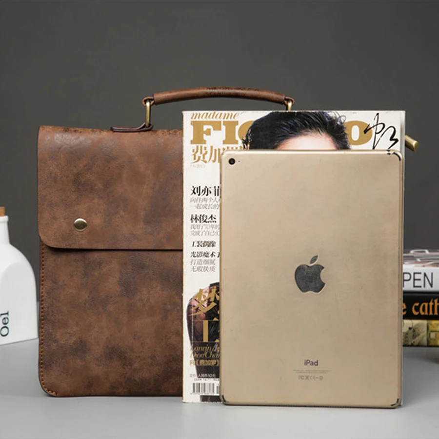 Модные кожаные мужские сумки Tote Винтаж Тонкий кожаный портфель Уникальный