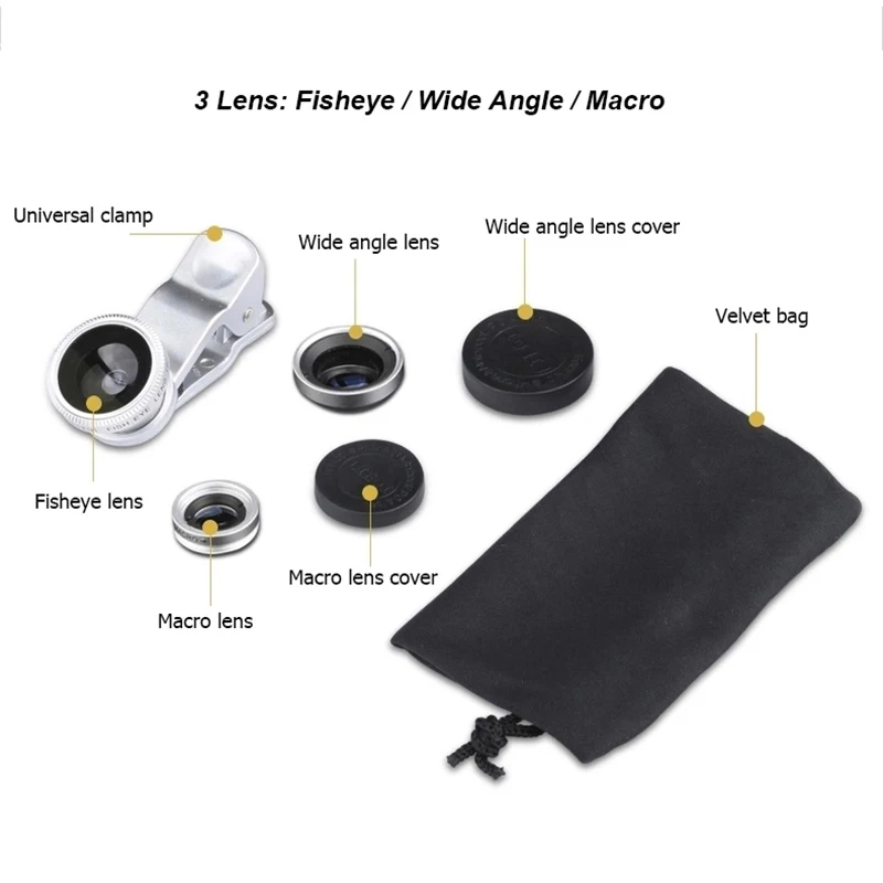 Универсальные Широкоугольные Макро объективы рыбий глаз 3 в 1 фотообъектив для