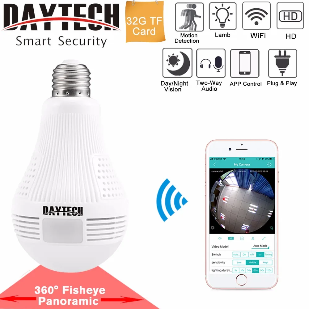 Daytech Wi Fi IP Камера Беспроводной HD 960 P/1080 P охранных детская комната 360 градусов