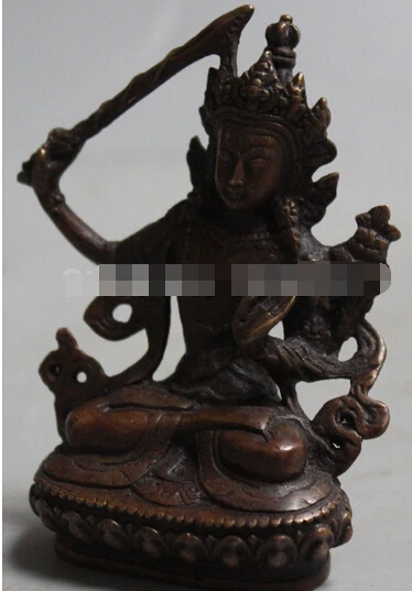 WBY---322 + китайский Тибетский буддизм Бронзовая медь Wenshu Manjushri статуя Будды | Дом и