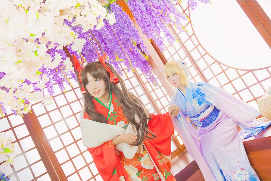 Пользовательский размер судьба/Grand для сабля/tohsaka Rin cosplay wafuku кимоно платье униформа костюмы для Хэллоуина для женщин аниме одежда