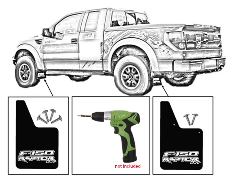 4 шт Черные Литые Брызговики для Ford F150 F-150 Raptor SVT 2009