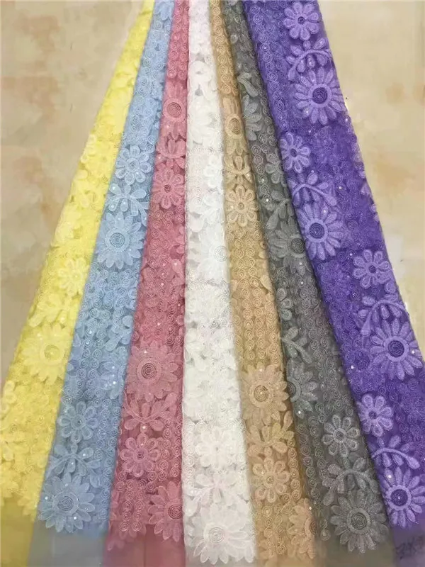 Nigerian Lace Fabrics For Wedding 2019 African Fabric With sequins High Quality White Embroidery French grey peach | Дом и сад