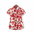 Женская блузка с цветочным принтом Dioufond, повседневная хлопковая рубашка с отложным воротником и коротким рукавом, размера плюс, на лето, 2019