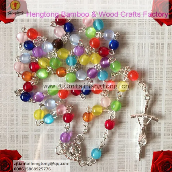 freeship 3pcs/set multicolor catholic Rosary necklace beautiful 6mm faux cat eye bead rosary pendant Necklace virgin mary center | Украшения