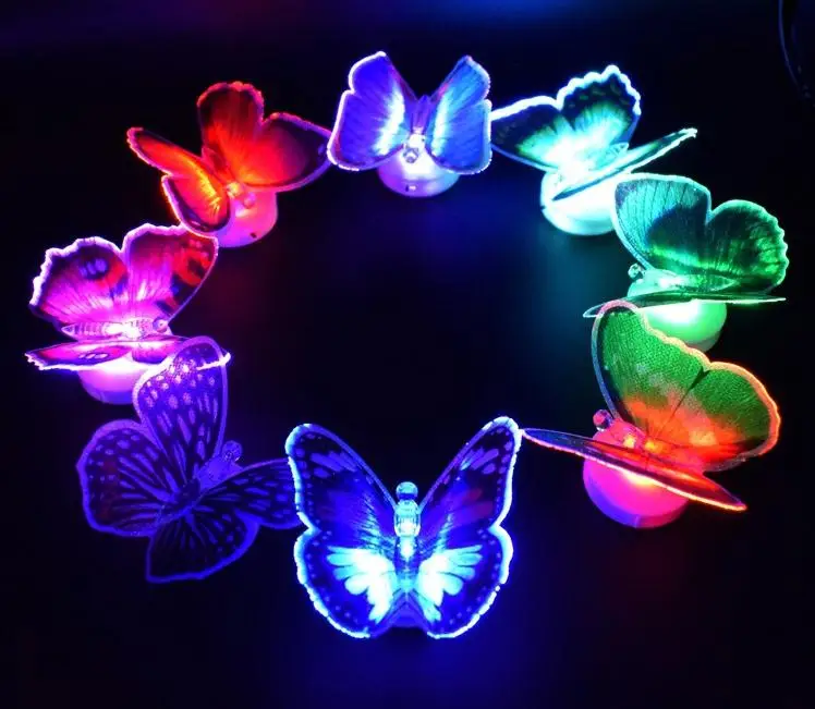 

480pcs Led optical fiber butterfly light LED Night Light Baby Kids Room Wall sticker Light Lamp For Party gifts Favors SN1954