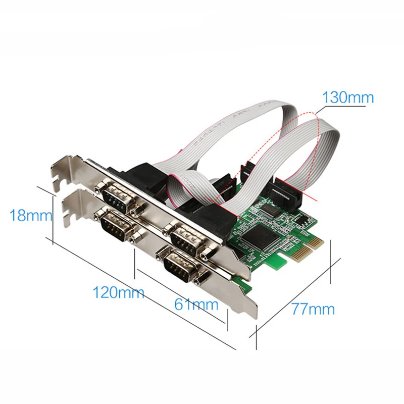 Устойчивый PCI E Express к 4 портам RS232 9Pin COM DB9 последовательное Расширение I/O карта