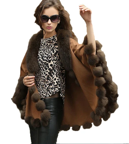 Женский настоящий кашемировый бренд Fox Fur Trim накидка/пальто/верхняя одежда/вечерние свадебные зимние 4 цвета