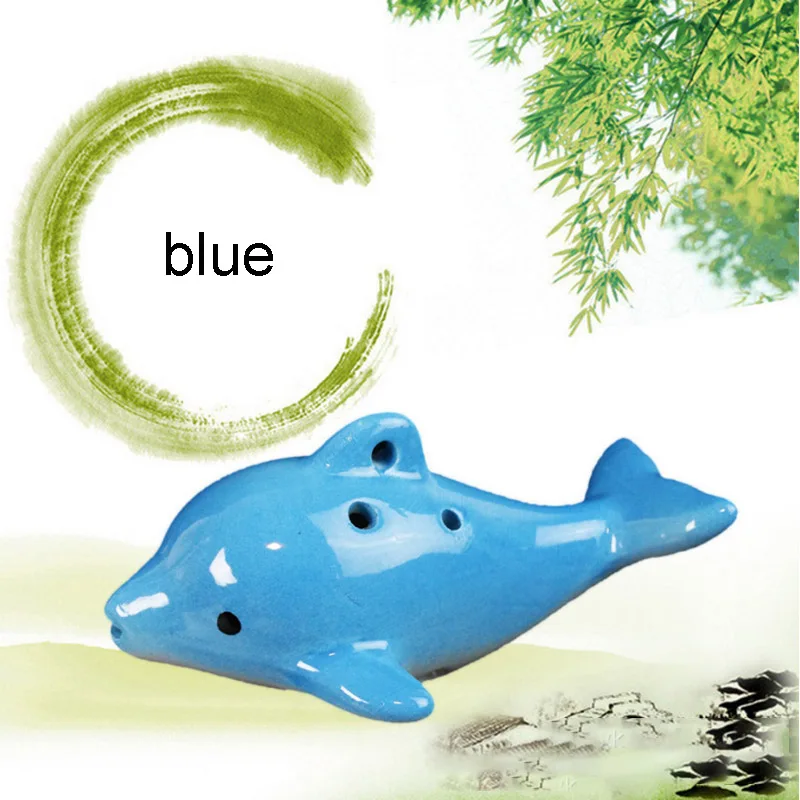 Ocarina Музыкальные инструменты 6 отверстий C дельфины моделирование начинающих детей подарок