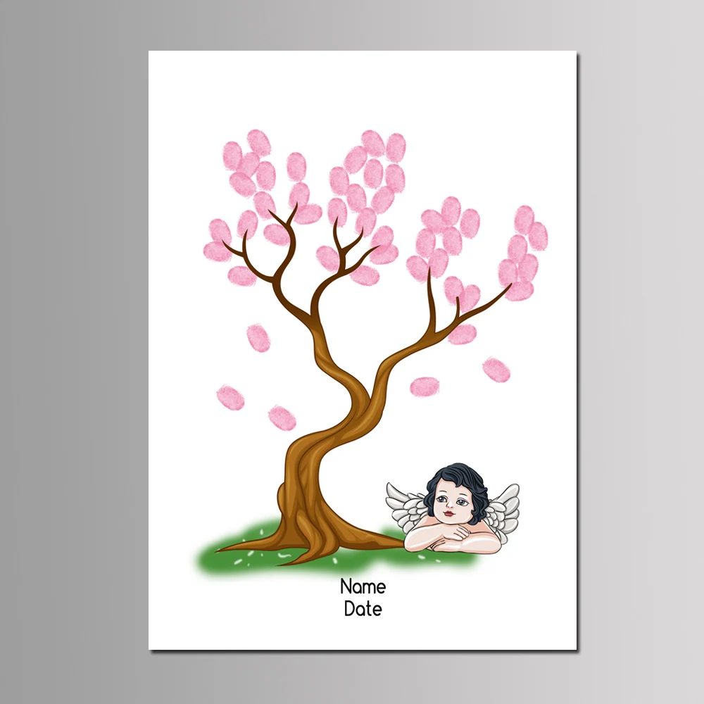 Новое Детское мероприятие DIY дерево с отпечатками пальцев гость книга для мальчиков и девочек день рождения украшения индивидуальные скандинавские Ангел холст живопись