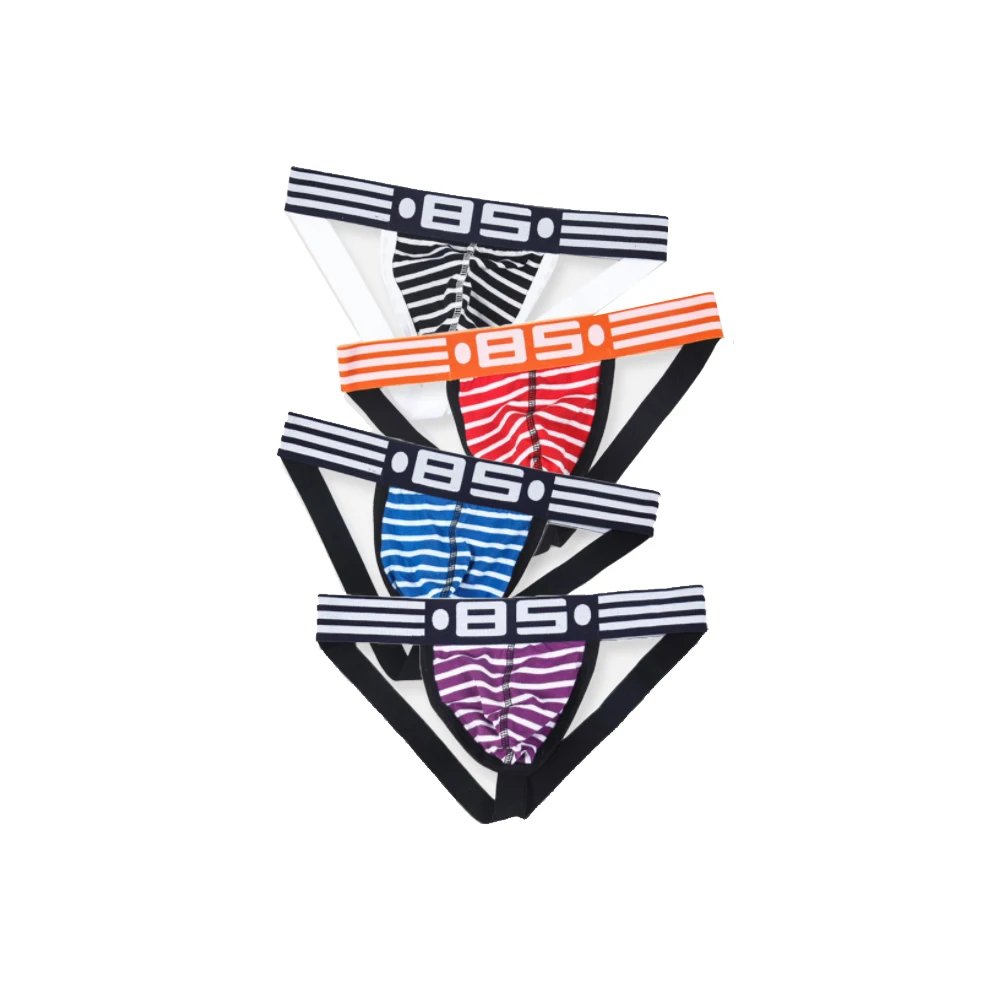 Sexy Men Striped Underwear Jockstraps Cotton Jocks Bikini G-strings Thong String Male Panties Gay |