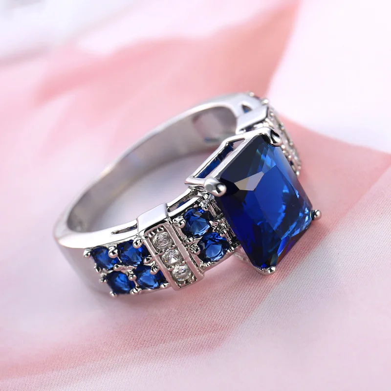 Роскошные синие кристаллы камень Bijoux Модные Коктейльные Вечерние женские кольца
