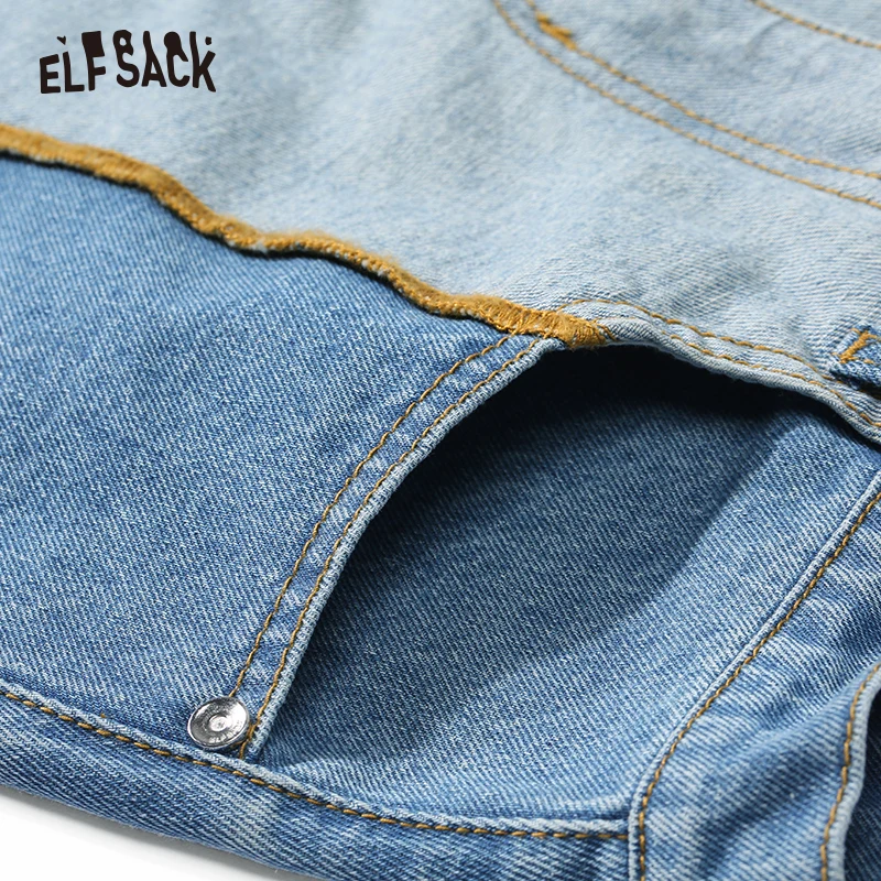 Женские джинсовые шорты ELF SACK короткие голубые джиновые выполненные в винтажном