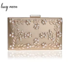 Модная женская сумка с металлическим листком, жемчугом и цветочным узором, вечерние сумки, сумка на плечо с цепочкой, элегантные сумки, Свадебный клатч Z314