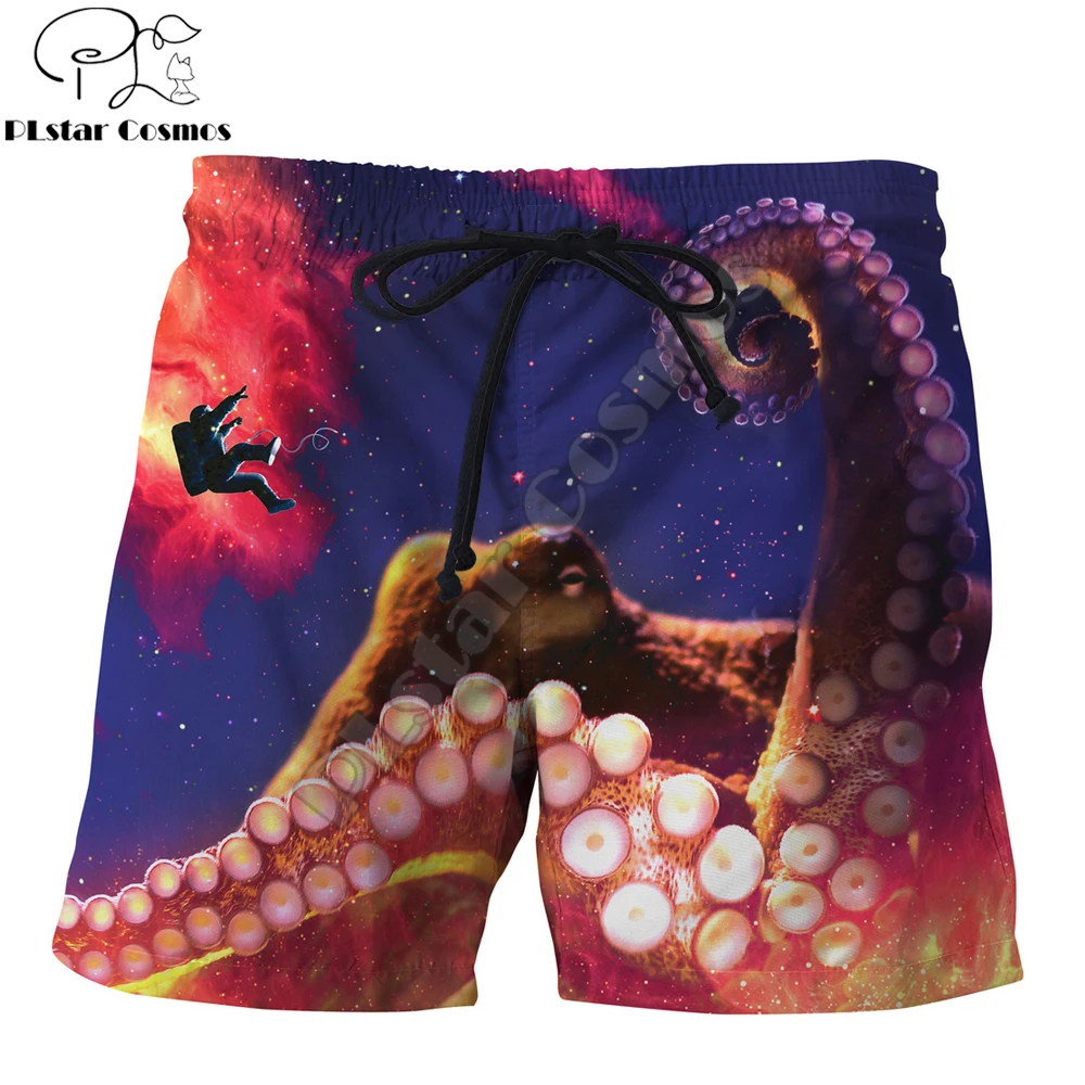 

PLstar Cosmos 2019 New summer vibes shorts Octopus Galaxy Space astronaut 3D Printed Male/Female Harajuku Casual Shorts