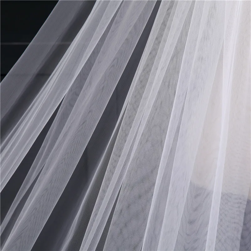 

4 meters Cathedral Wedding Veil Long Lace Edge Bridal Veil with Comb Wedding Accessories Wholesale