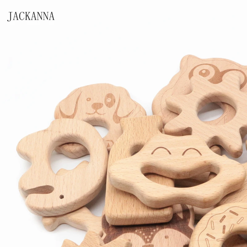 Милый детский Прорезыватель для зубов из бука деревянные Прорезыватели детей