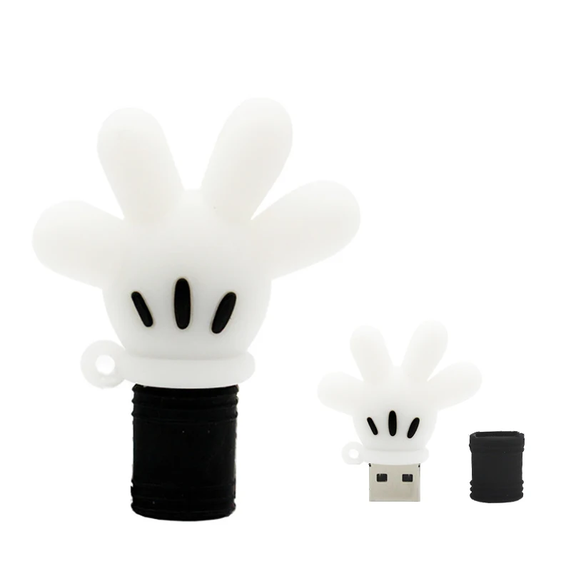 Милый ручной флеш накопитель Микки мышь перчатка usb Флешка 4 ГБ 8 16 32 64 мультяшный