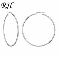 1pair sliver stainless steel simple big huge smooth circle geometric hoop earrings for women fashion jewelry gift