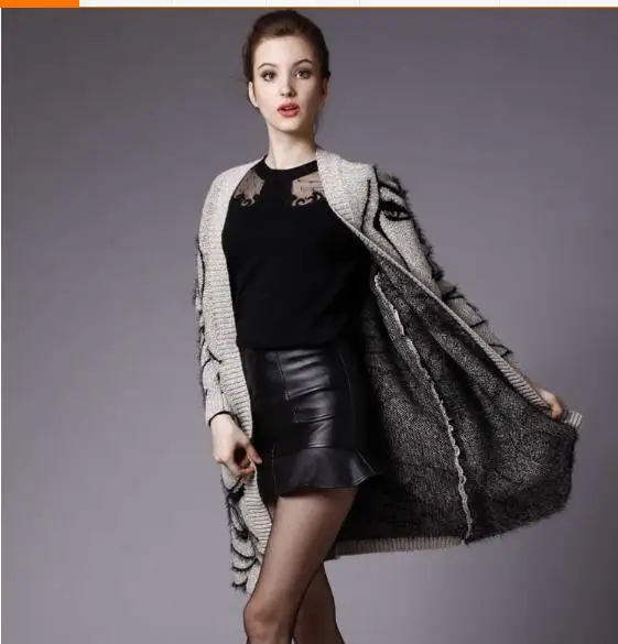 Европейская станционная куртка новинка Свободный длинный кардиган с