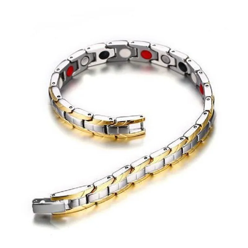 

High Quality Fashion Stainless Steel Chain Magnets Bracelets Bangles Men Trendy Gift Jewelry Man Hologram Bracelets New Design