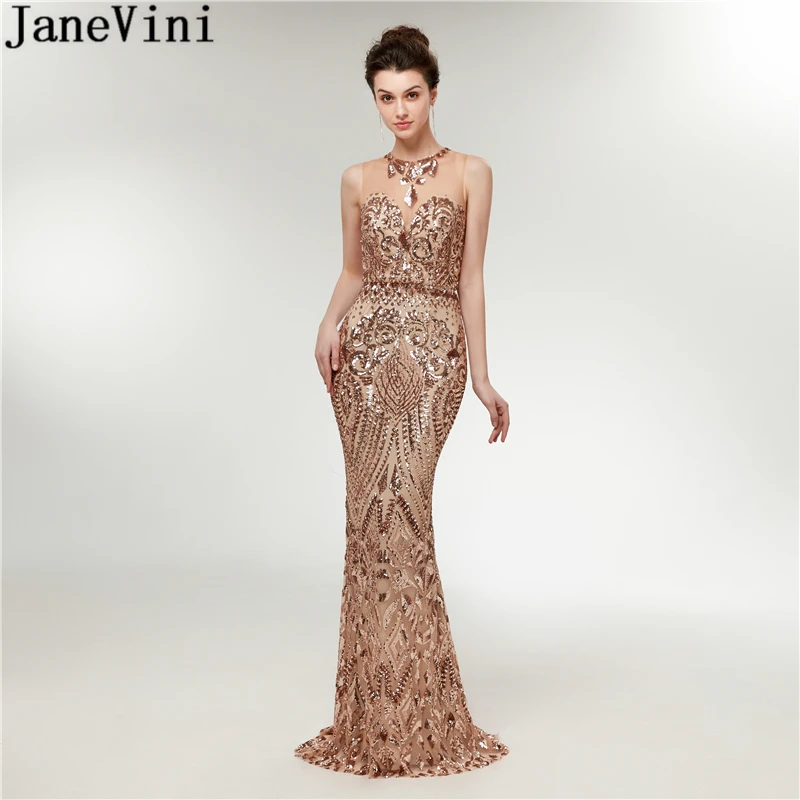 JaneVini 2018 Sparkly Sequins Long Bridesmaid Dresses for Women Sleeveless Mermaid Prom Floor Length Vestidos Boda Mujer | Свадьбы и