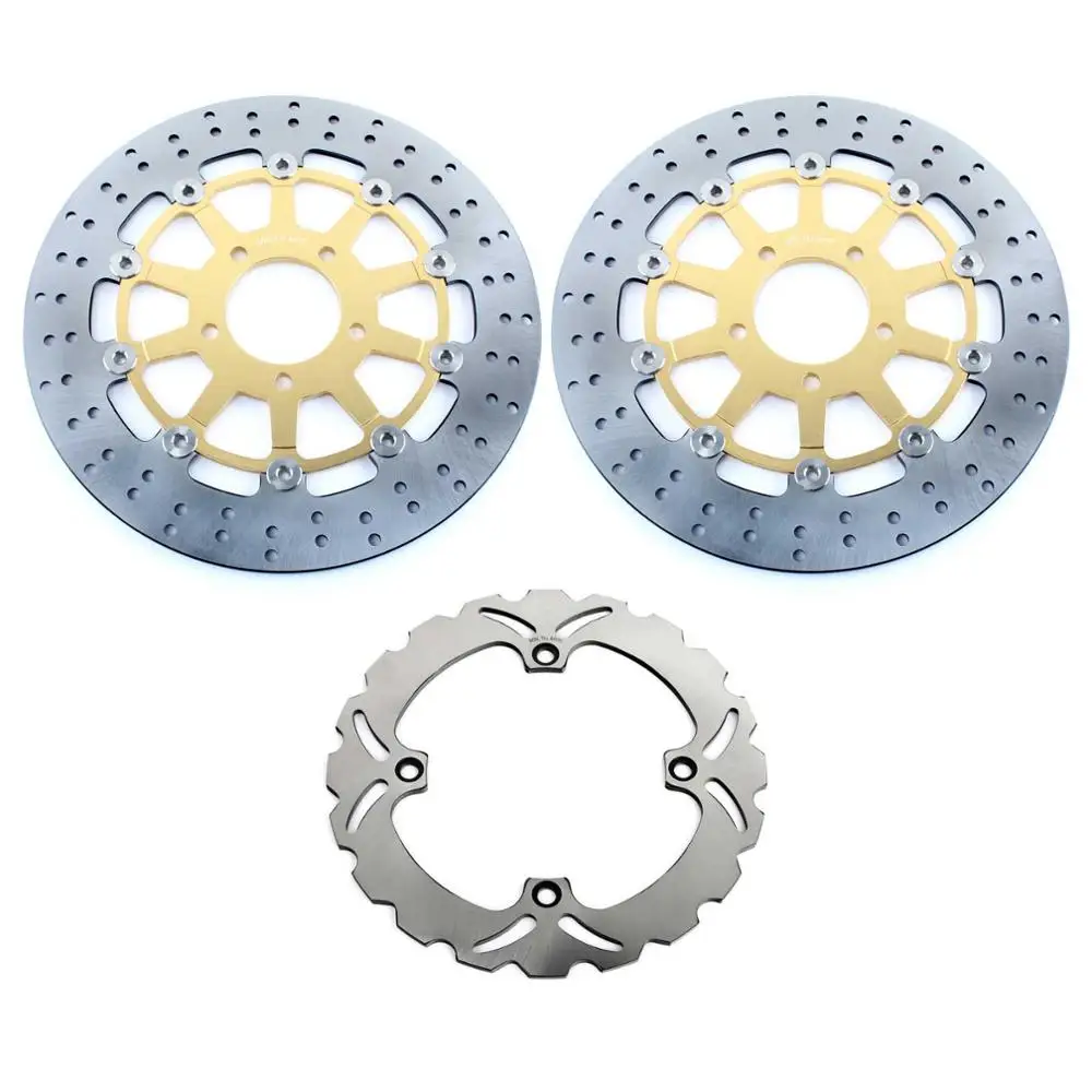 Round Gold Set BIKINGBOY Передние Задние тормозные диски Диски роторы для Suzuki DL 650 V-Strom K4-K6 DL 1000 K3-K9 L0-L2 Kawasaki KLV 1000 2004-2007 - Цвет: Round Gold Set