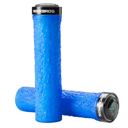 Blue black ROCKBROS MTB велосипедный руль ручки 95 г TPE мягкие противоударные резиновые противоскользящие ручки для велосипеда мягкая лента для велосипеда аксессуары - Цвет: Blue black
