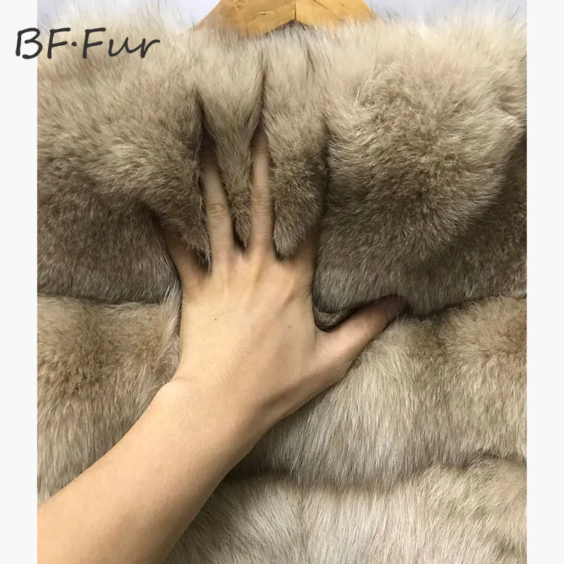 BFFUR 2017 новая мода Женское пальто из лисьего меха 100% натуральный мех натуральное