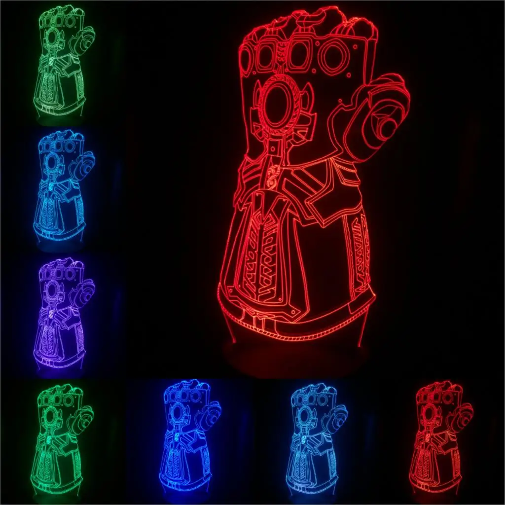 Thanos 2 Креативный мультфильм Marvel 3D лампа Детский Светильник ночник Капитан Америка Железный человек вдов многоцветный светодиодный USB сенсорный ребенок игрушка - Испускаемый цвет: Thanos 2