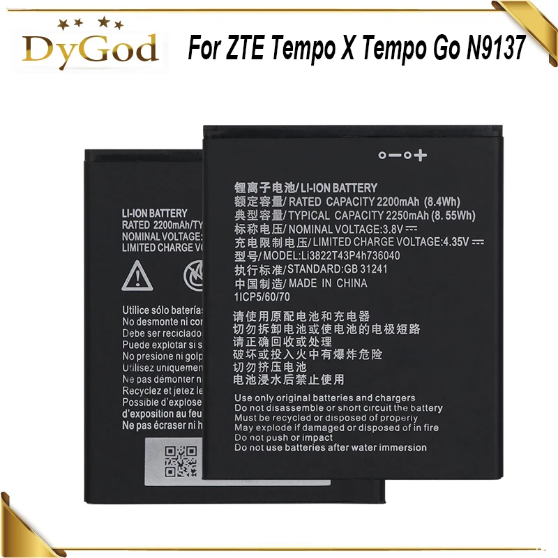 Аккумулятор DyGod 2200 мАч Li3822T43P4h736040 для ZTE Tempo X Go N9137 высокое качество мобильный