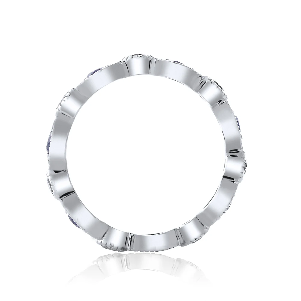 GemStoneKing 925 пробы Серебряное женское кольцо 0,70 карат белый и синий имитация сапфира кольцо вечности