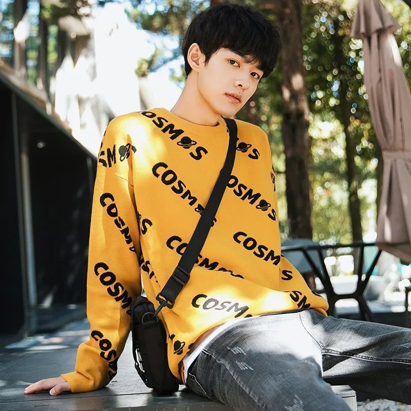 Letter Sweaters Men Autumn Thick Warm Mens Knitted Outerwear Casual Male Sweater Homme Hip Hop Spring Pullovers Clothes | Мужская одежда