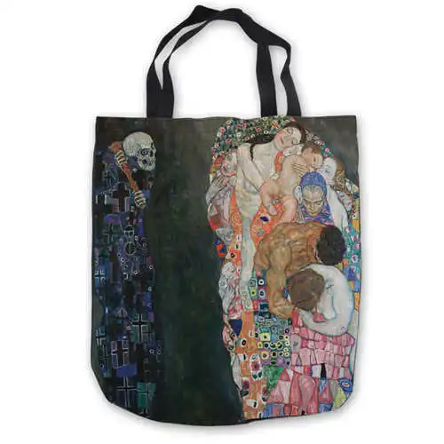 Tote Bags Пользовательские холст gustav-klimt-the-kiss сумка сумки повседневная хозяйственная сумка пляжные сумки Складная 180911-03-23 - Цвет: Tote Bags