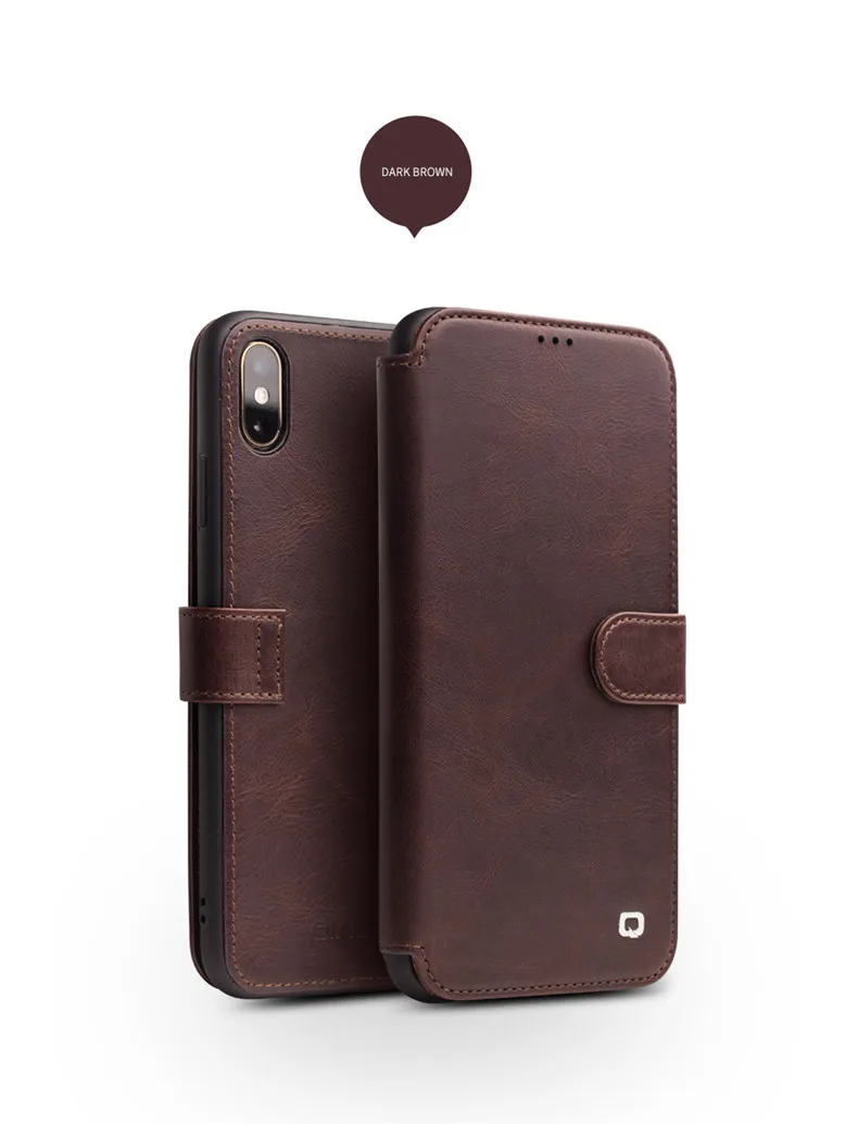QIALINO Стильный чехол-книжка из натуральной кожи для Apple iPhone XS/XR с магнитной пряжкой ручной работы с отделением для карт для iPhone XS MAX