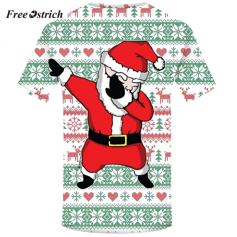 Бесплатная Страусиная Мужская Рождественская Футболка с принтом футболки