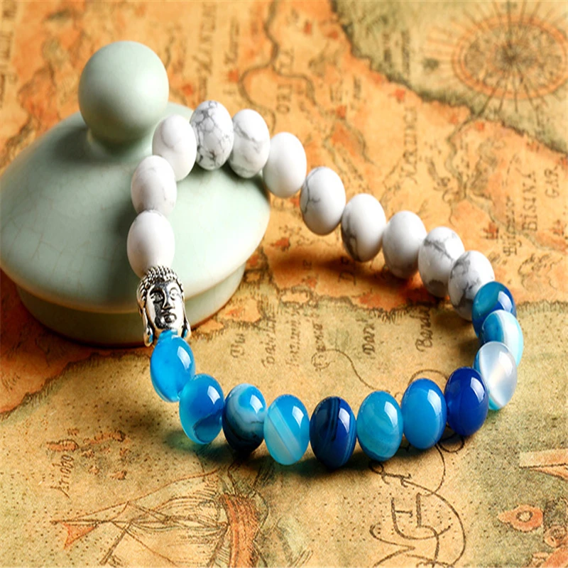 Браслет Будды 2 цвета эластичная цепь браслет из лавового камня браслеты для