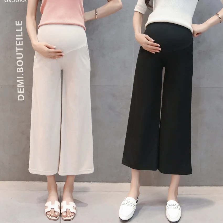 Pregnant women wide leg pants spring and autumn new summer thin section leggings nine points outside wearing stomach | Мать и ребенок
