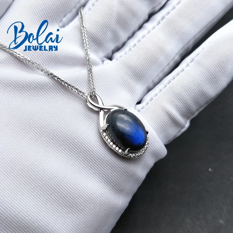Bolaijewelry, Классическая Подвеска на ожерелье, натуральный лабрадорит, овальный, 10*14 мм, хорошее ювелирное изделие для женщин, юбилей, праздничная одежда, лучший подарок