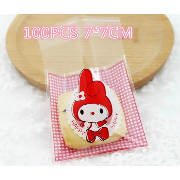 100 шт/уп. 7x7 см + 3 мультяшный Кот кролик конфетный мешок для закусок упаковка