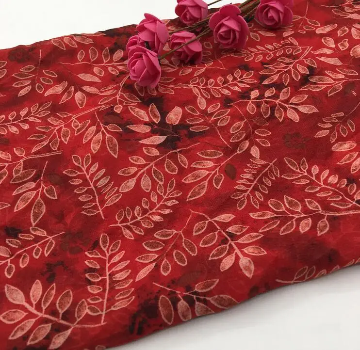 Оптовая продажа осенние листья из шифона и тюля ткани свадебные платья печать