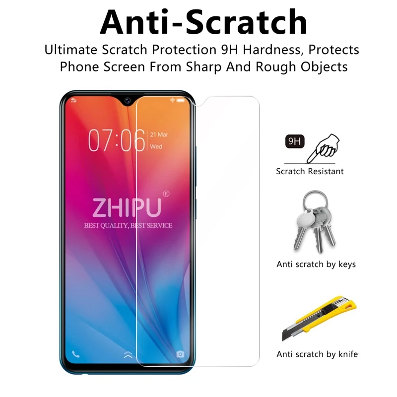 2 шт. закаленное стекло для VIVO Y91C Защитное экрана 2.5D 9H Премиум Закаленное защитная