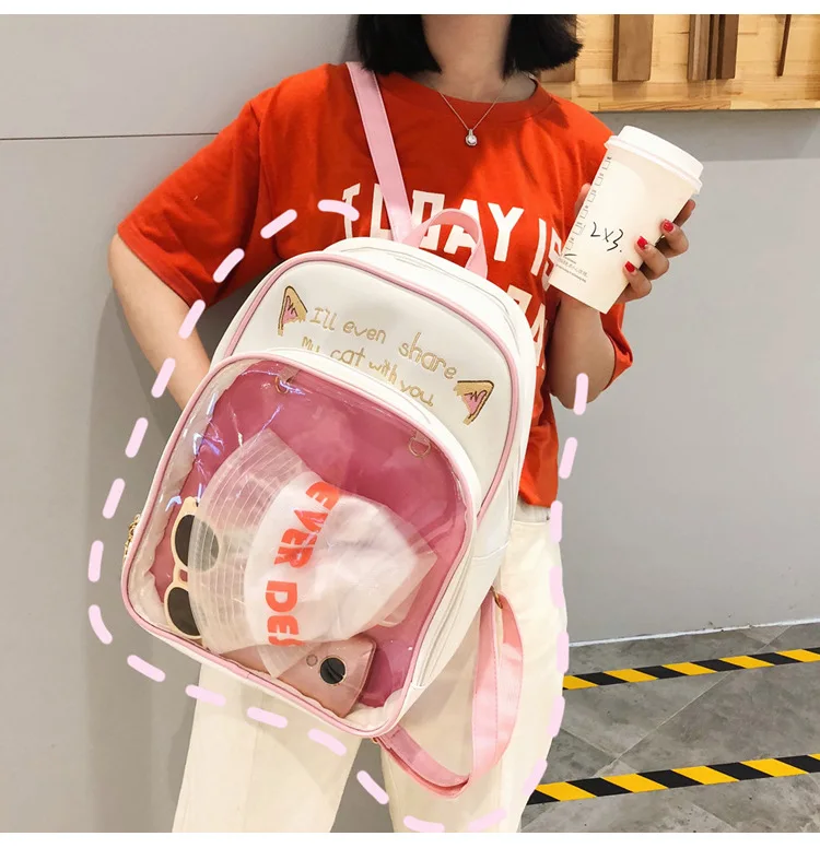 Kawaii корейский милый кот прозрачный рюкзак 20 см кукла Ita сумка Harajuku школьные сумки
