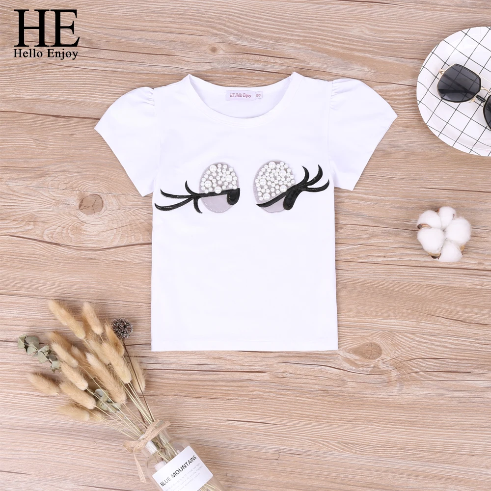 HE Hello Enjoy/детская одежда для девочек маленьких Футболка с ресницами + юбка