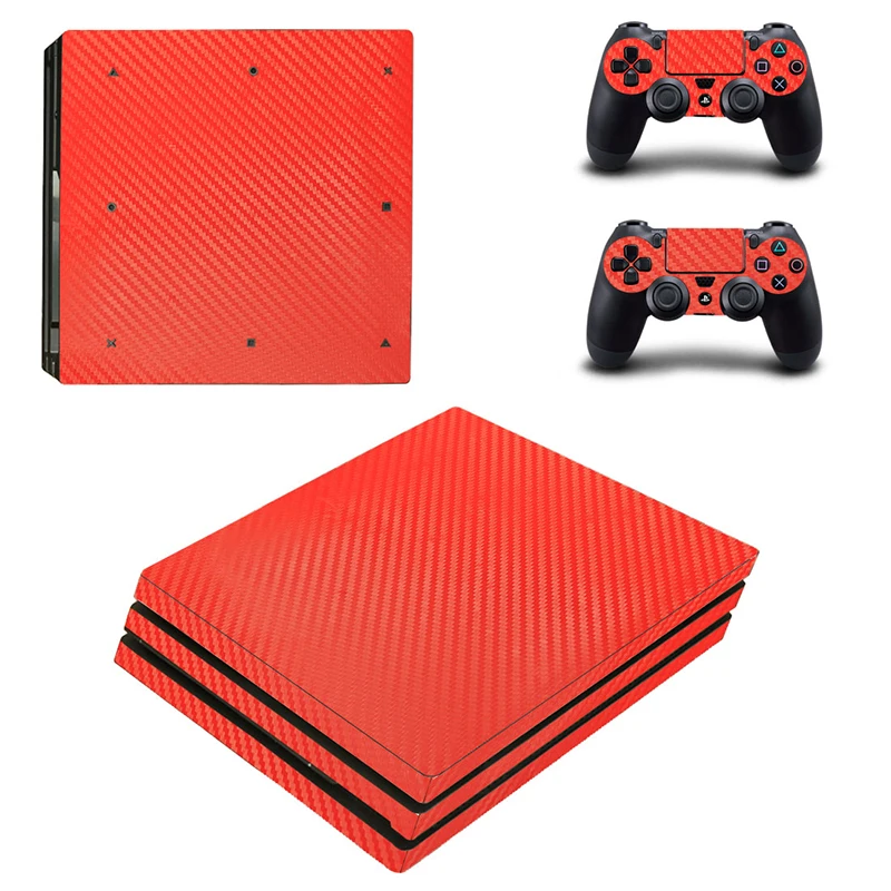 Красный углеродного волокна консоли и контроллера для sony Playstation PS4 про кожу