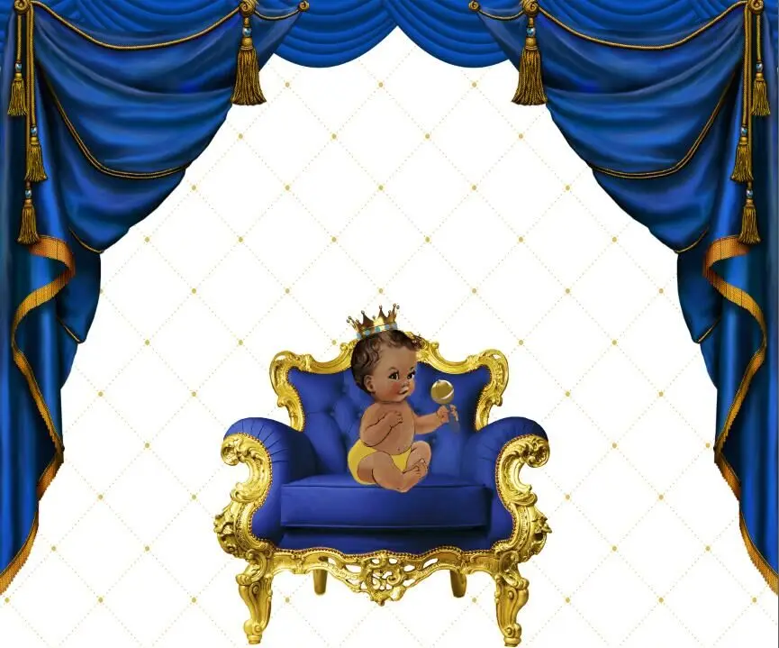 

Виниловый фон для студийной фотосъемки с изображением Королевского синего занавеса и золотого стула диаметром 240x240 см размером 8x8 футов