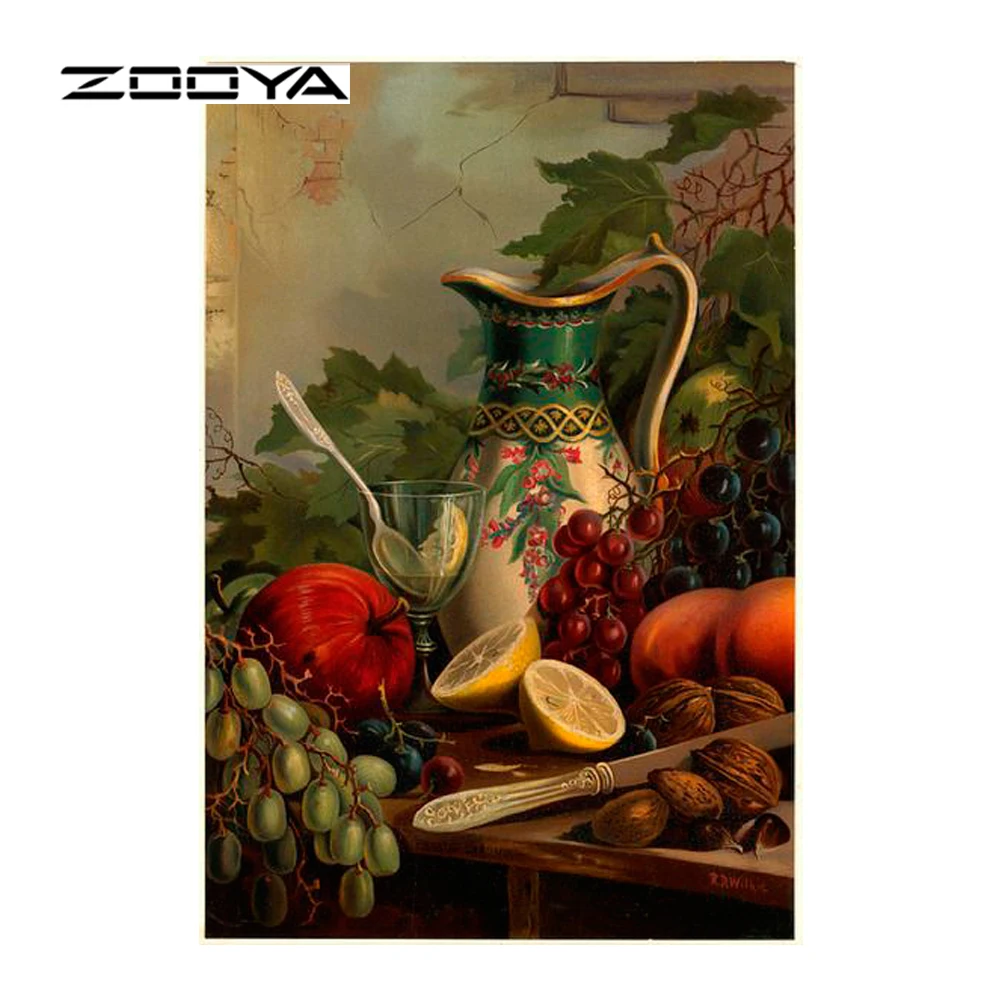 ZOOYA алмазные вышитые фрукты чашка натюрморт DIY Алмазная картина узор Стразы
