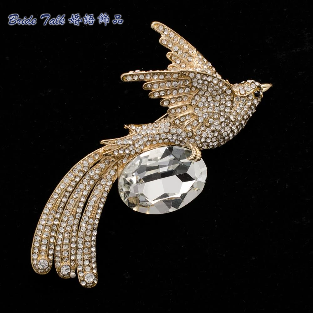 Стразы броши кристаллы брошь в виде животного для невесты Женская Брошь 6506|peacock