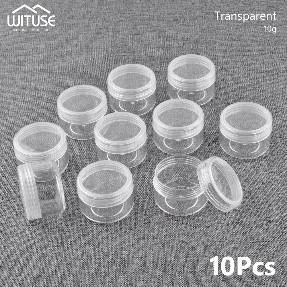 10g Transparent 10 шт. 10 мл 20 мл косметические баночки для крема емкость для теней для век бутылки с кремом для лица контейнер для глиттера тени для век пустые горшки для ногтей коробка для хранения - Цвет: 10g Transparent