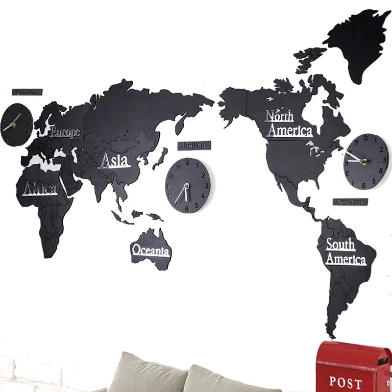 Деревянные часы с картой мира для дома отеля настенные украшения сделай сам